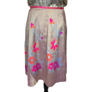 Koko Venice A-Line Silk Floral Skirt Designer Handcrafted Unique RARE Size 2 XS